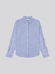 Azul - U.S. Polo Assn. Cotton Poplin Loose Fit Stripe Shirt - Imagem 7 de 10
