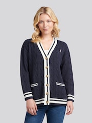 U.S. Polo Assn – Lange Strickjacke mit Zopfmuster - Bild 1 von 1