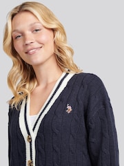 U.S. Polo Assn. Blue Longline Cable Cardigan - Image 4 of 4