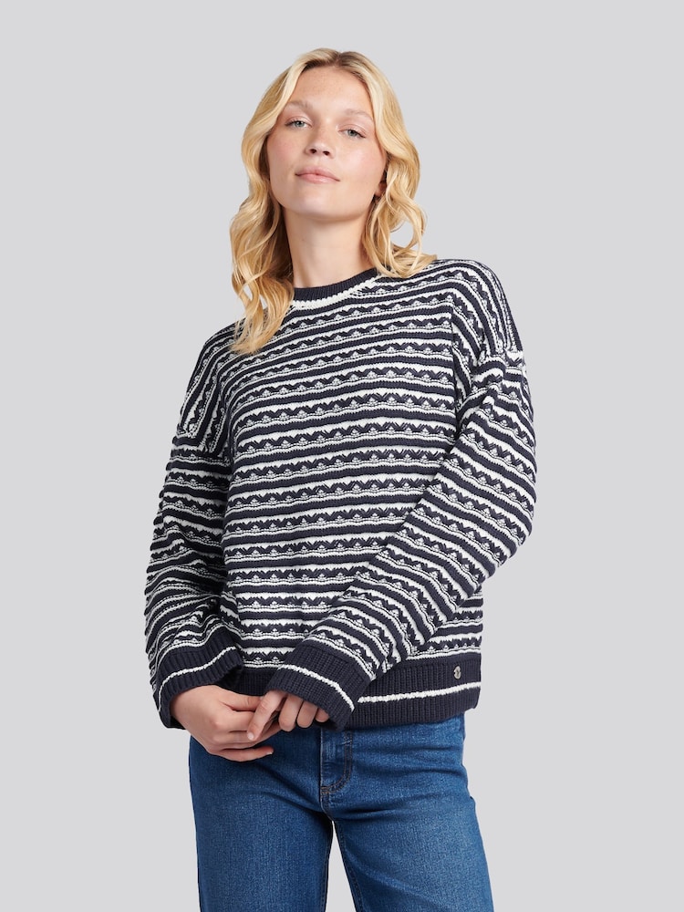 U.S. Polo Assn. Blue Textured Stripe Jumper - Image 1 of 1
