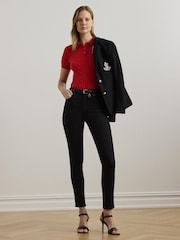 rdeča - Lauren Ralph Lauren pletena polo majica z logotipom Natrissa - Slika 2 iz 6