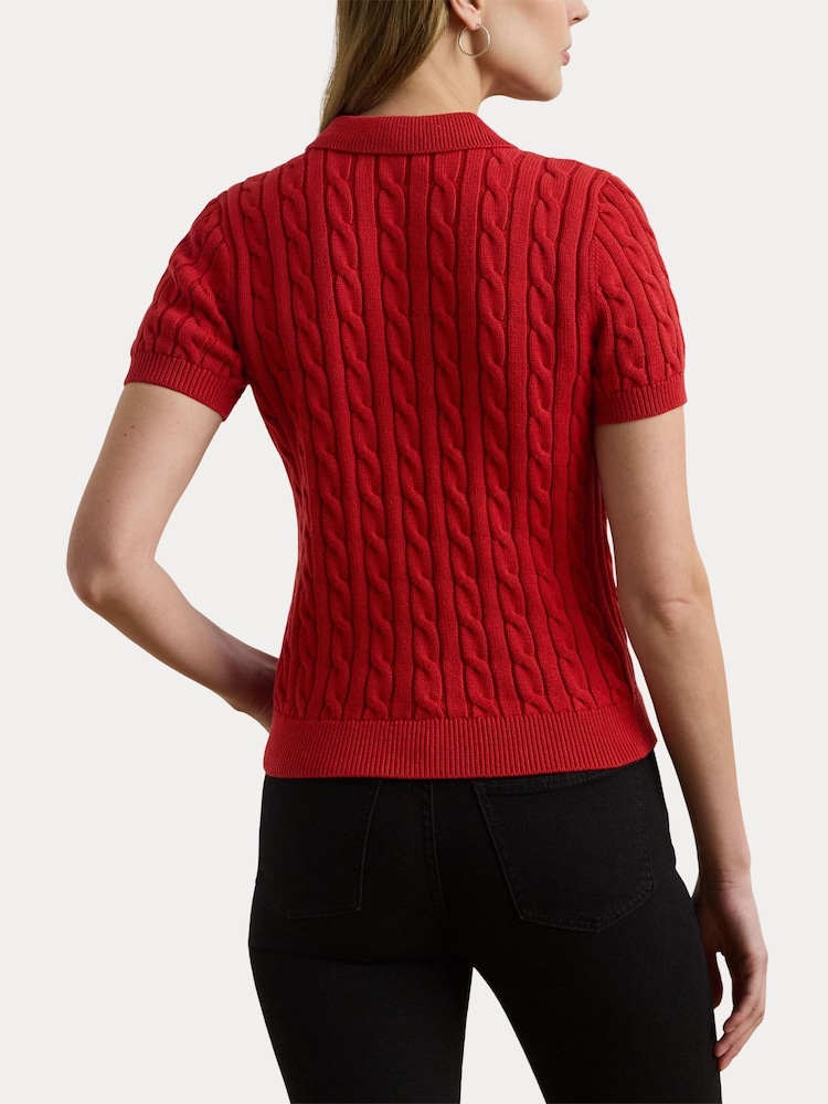 Lauren Ralph Lauren Natrissa Embridered Logo Cable Knit Polo Shirt - Image 2 of 5 Lauren Ralph Lauren Natrissa Embridered Logo Cable Knit Polo Shirt - Image 2 of 5