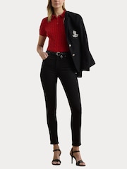 Lauren Ralph Lauren Natrissa Embridered Logo Cable Knit Polo Shirt - Image 4 of 5