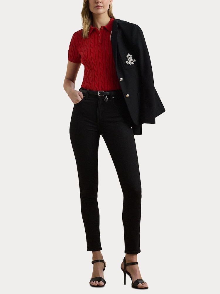 rdeča - Lauren Ralph Lauren pletena polo majica z logotipom Natrissa - Slika 6 iz 6