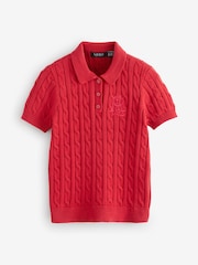 Lauren Ralph Lauren Natrissa Embridered Logo Cable Knit Polo Shirt - Image 5 of 5