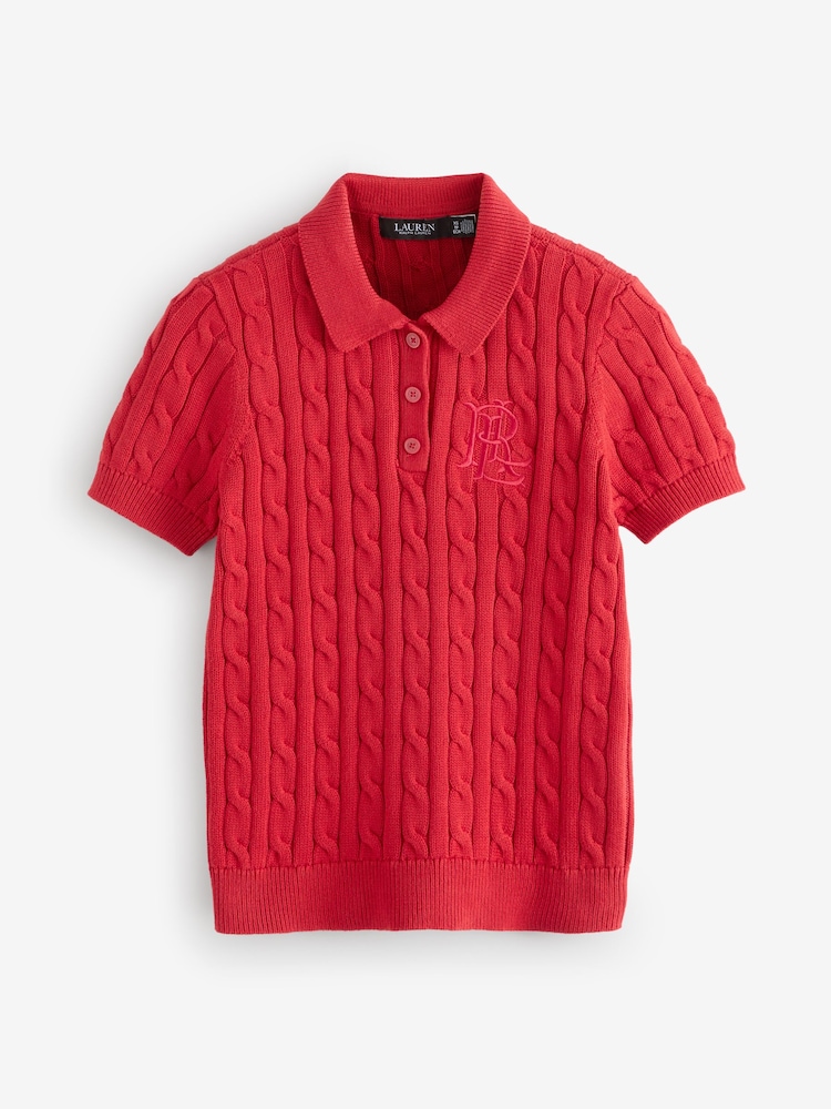 Lauren Ralph Lauren Natrissa Embridered Logo Cable Knit Polo Shirt - Image 5 of 5 Lauren Ralph Lauren Natrissa Embridered Logo Cable Knit Polo Shirt - Image 5 of 5