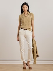 rjava - Lauren Ralph Lauren pletena polo majica z logotipom Natrissa - Slika 2 iz 7