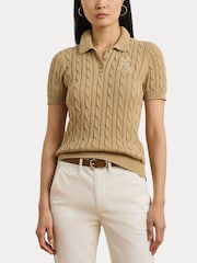 Lauren Ralph Lauren Natrissa Embridered Logo Cable Knit Polo Shirt - Image 2 of 3