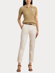 Lauren Ralph Lauren Natrissa Embridered Logo Cable Knit Polo Shirt - Image 3 of 3