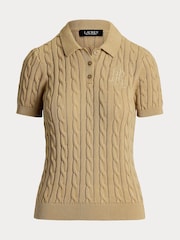 rjava - Lauren Ralph Lauren pletena polo majica z logotipom Natrissa - Slika 7 iz 7