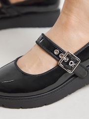 Simply Be Black Extra Wide Fit Chunky Mary Jane Shoe - Image 3 of 4