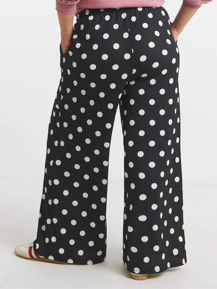 Simply Be Black Textured Jersey Drawstring Wide Leg Trousers - Image 2 of 4 Simply Be Black Textured Jersey Drawstring Wide Leg Trousers - Image 2 of 4