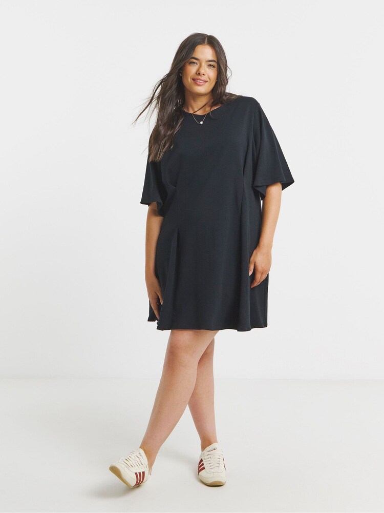 Simply Be Black Cinched Waist Jersey T-shirt Dress - Image 2 of 4