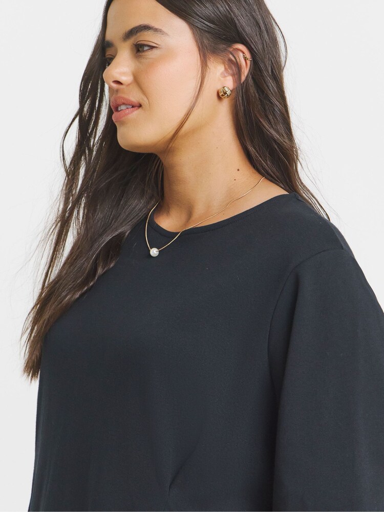 Simply Be Black Cinched Waist Jersey T-shirt Dress - Image 4 of 4
