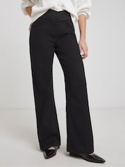 Simply Be Black Wide Leg Weekender Jeggings - Image 1 of 5