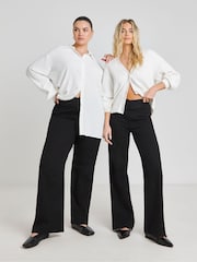 Simply Be Black Wide Leg Weekender Jeggings - Image 3 of 5