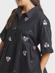 Simply Be Black Embroidered Shirt Dress - Image 3 of 4