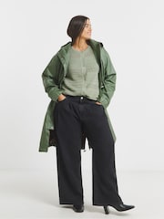 Simply Be Green Double Pocket Detail Rubberised Coat - Image 4 of 4