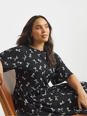 Simply Be Black Supersoft Jersey Boat Neck Pocket Midi Dress - Image 4 of 4