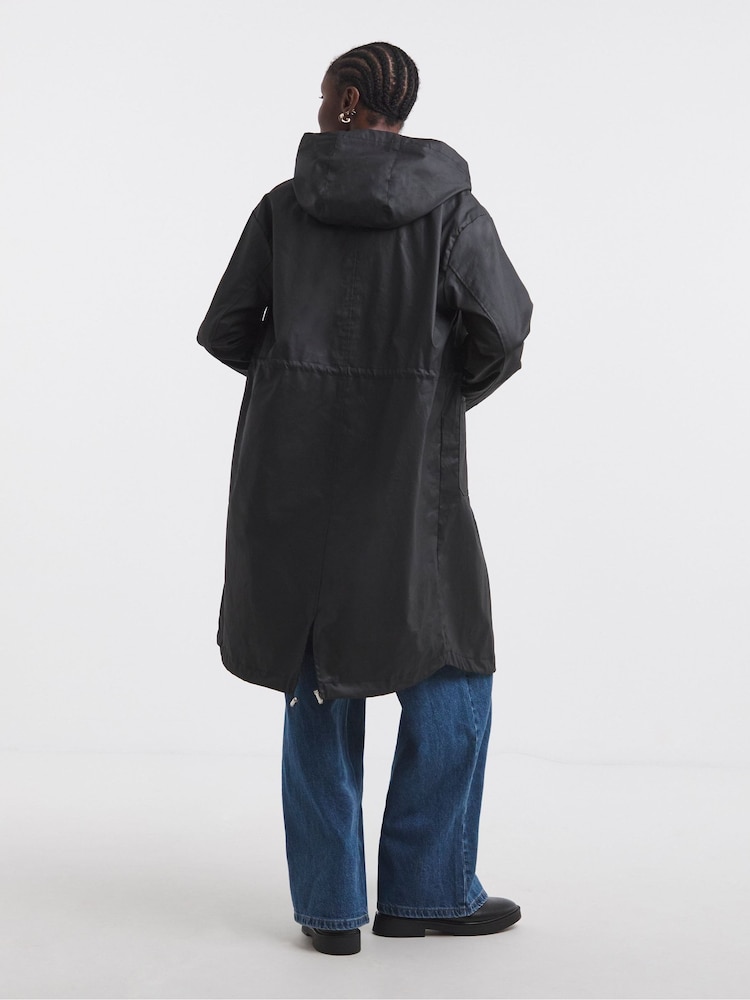 Simply Be Black Double Pocket Detail Rubberised Coat - Image 2 of 4 Simply Be Black Double Pocket Detail Rubberised Coat - Image 2 of 4