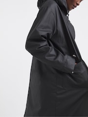 Simply Be Black Double Pocket Detail Rubberised Coat - Image 3 of 4