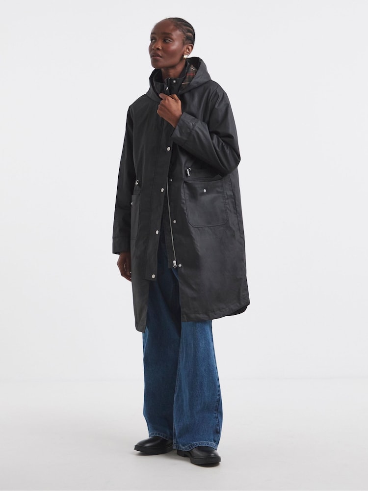 Simply Be Black Double Pocket Detail Rubberised Coat - Image 4 of 4 Simply Be Black Double Pocket Detail Rubberised Coat - Image 4 of 4