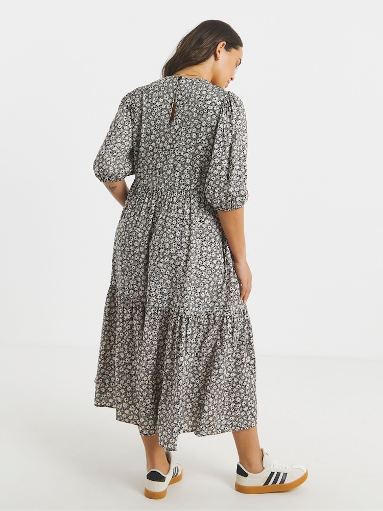 Simply Be Grey Tiered Midi Dress - Image 2 of 4