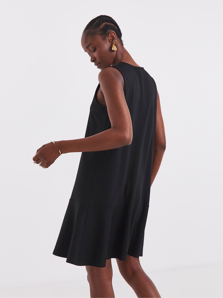 Simply Be Black Ponte Shift Dress With Button Detail - Image 2 of 4 Simply Be Black Ponte Shift Dress With Button Detail - Image 2 of 4