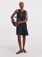 Simply Be Black Ponte Shift Dress With Button Detail - Image 4 of 4