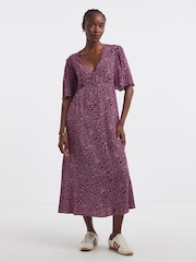 Simply Be Purple Button Up Midi Dress - Image 1 of 4