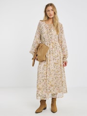 Simply Be Natural Georgette Frill Maxi Dress - Image 1 of 4