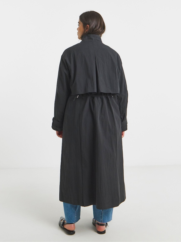 Simply Be Black Funel Neck Longline Tech Parka - Image 2 of 4 Simply Be Black Funel Neck Longline Tech Parka - Image 2 of 4