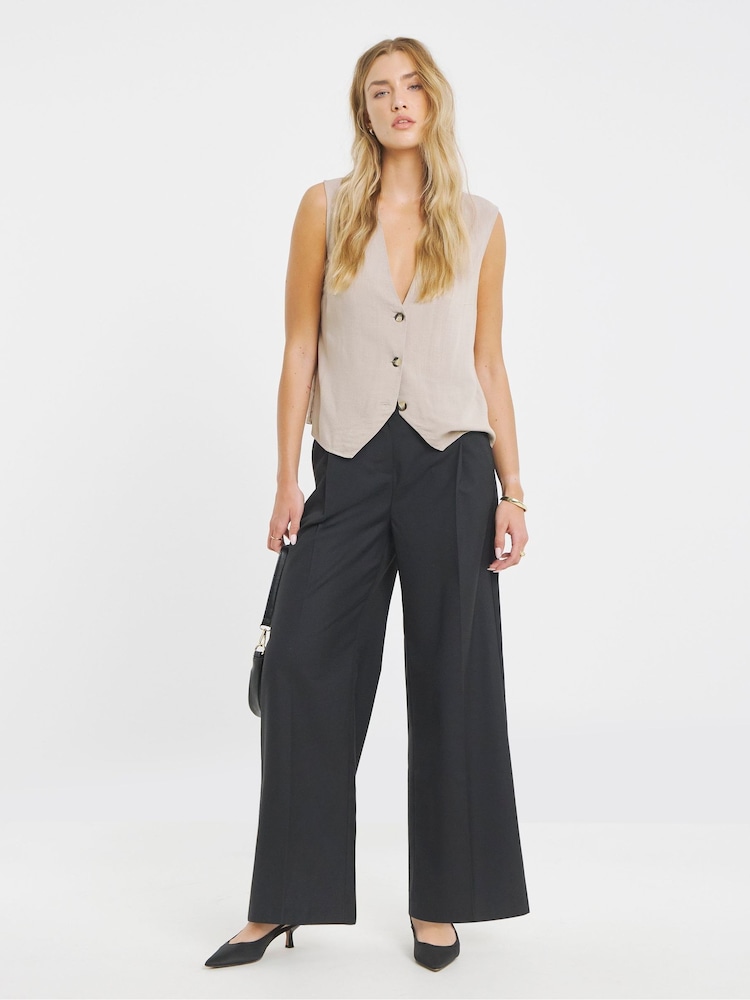 Simply Be Black Turnd Over Waistband Tailored Trousers - Image 4 of 4 Simply Be Black Turnd Over Waistband Tailored Trousers - Image 4 of 4