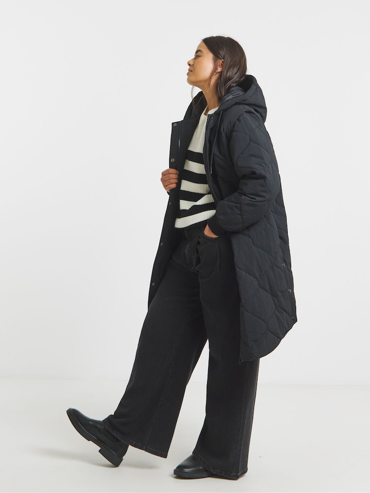 Simply Be Black Quilted Hybrid Jacket - Image 1 of 4 Simply Be Black Quilted Hybrid Jacket - Image 1 of 4