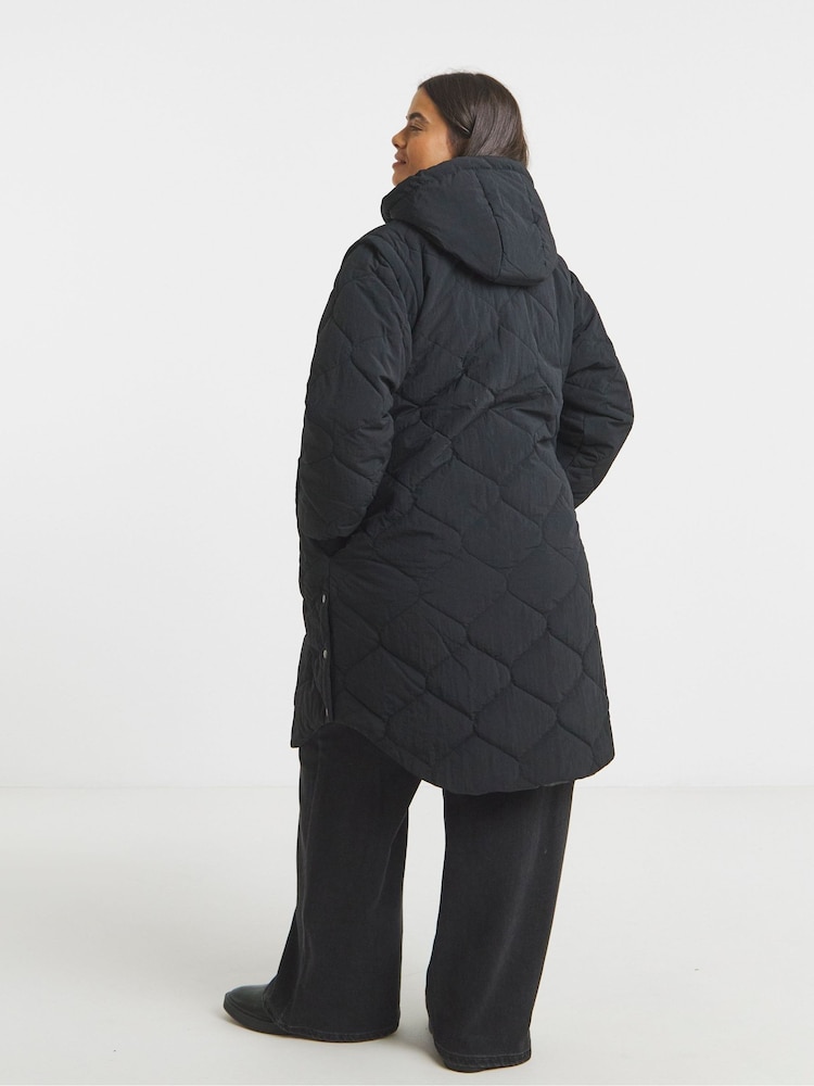 Simply Be Black Quilted Hybrid Jacket - Image 2 of 4 Simply Be Black Quilted Hybrid Jacket - Image 2 of 4