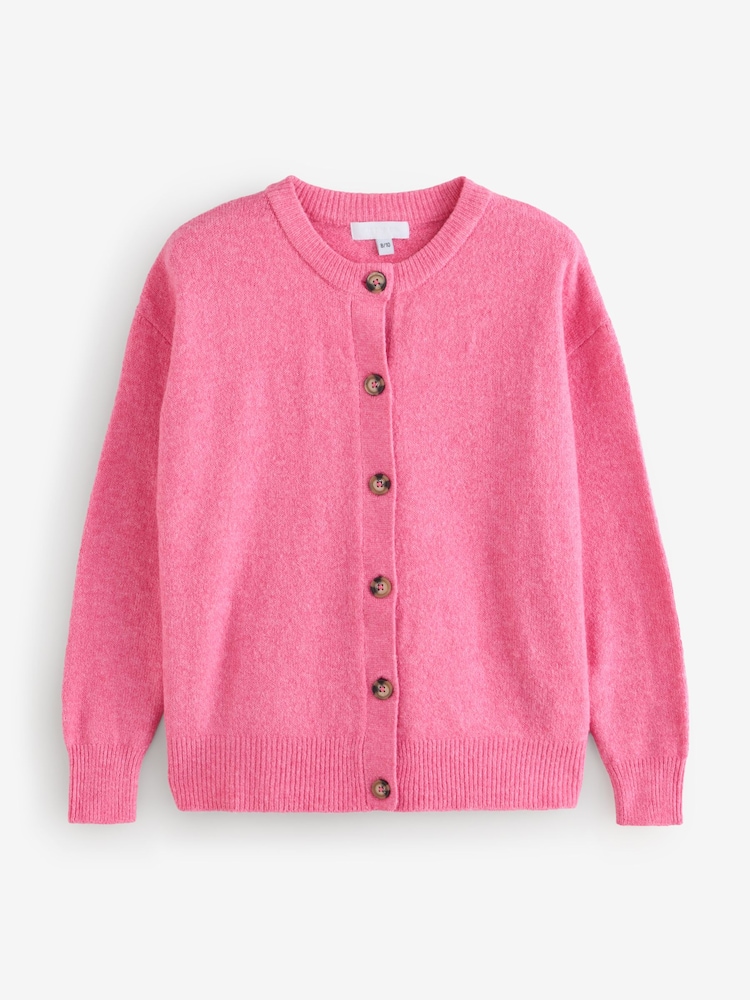 Simply Be Pink Crew Neck Cardigan - Image 1 of 1 Simply Be Pink Crew Neck Cardigan - Image 1 of 1