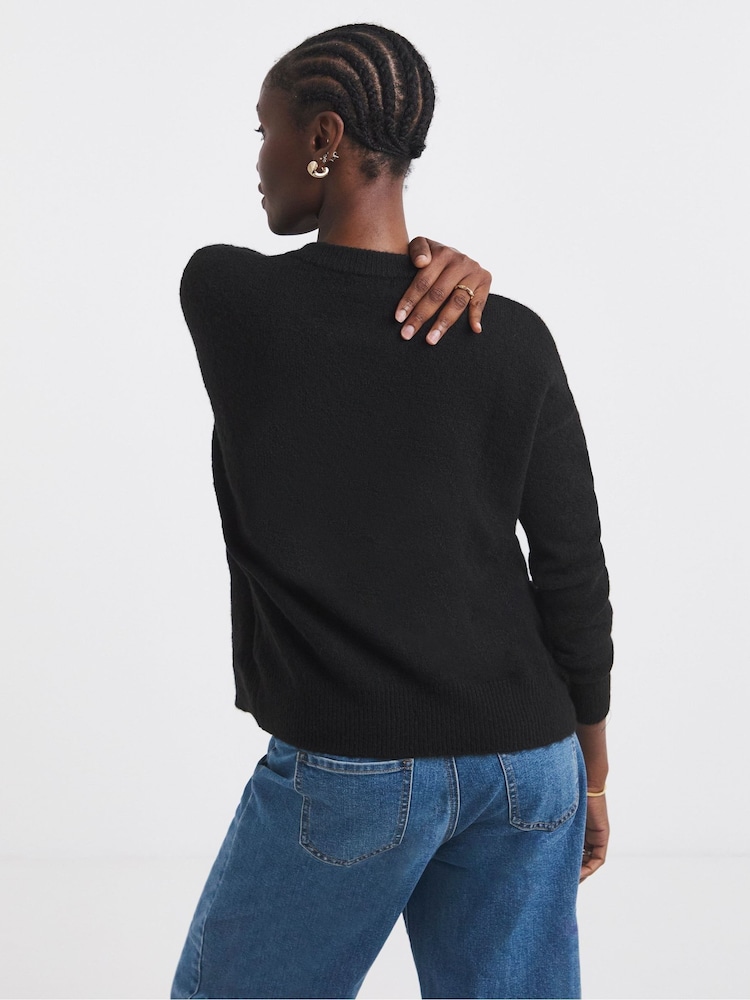 Simply Be Black Crew Neck Cardigan - Image 2 of 4
