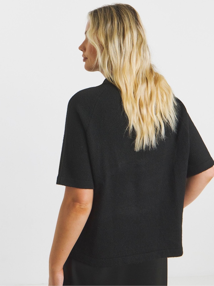 Simply Be Black Cherry Short Sleeve Jumper - Image 2 of 4 Simply Be Black Cherry Short Sleeve Jumper - Image 2 of 4