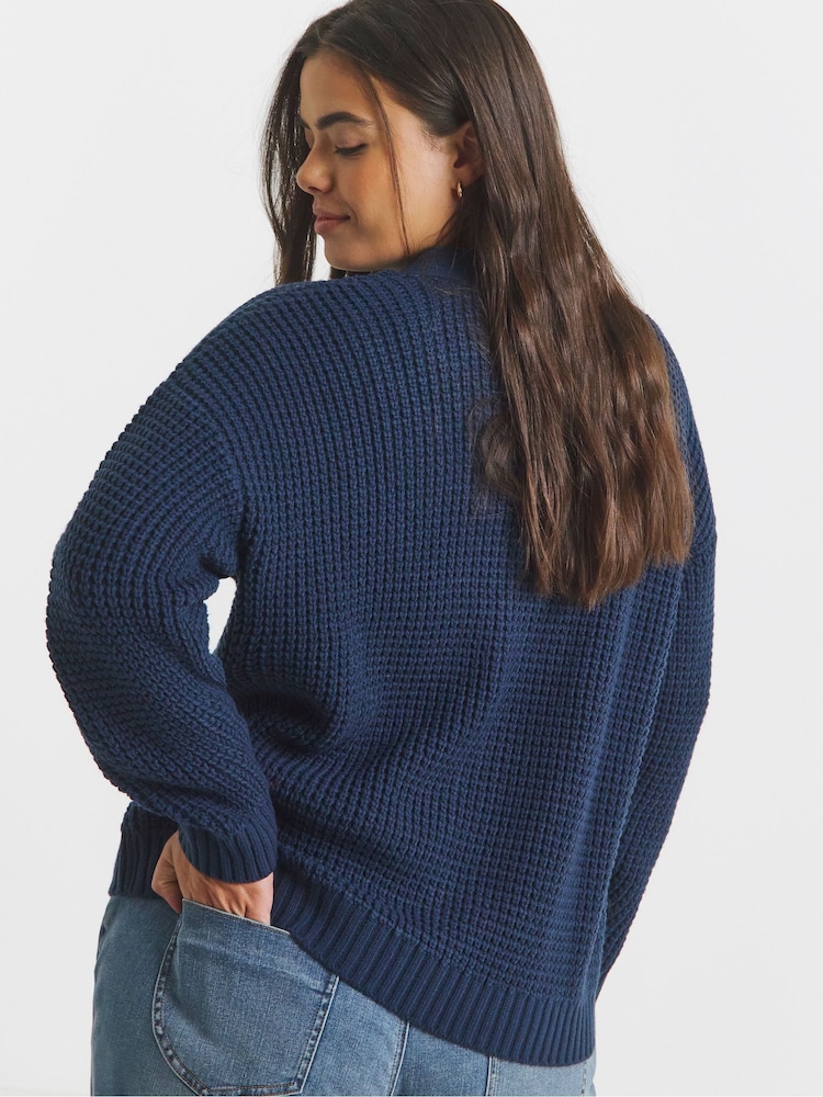 Simply Be Blue Fisherman Boyfriend Cardigan - Image 2 of 4 Simply Be Blue Fisherman Boyfriend Cardigan - Image 2 of 4
