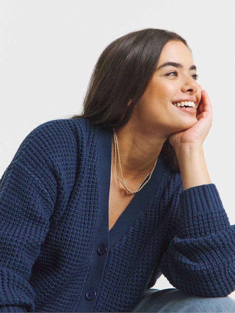 Simply Be Blue Fisherman Boyfriend Cardigan - Image 4 of 4 Simply Be Blue Fisherman Boyfriend Cardigan - Image 4 of 4