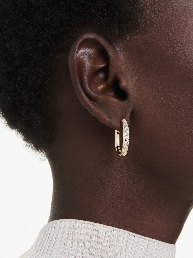 Swarovski White Gold Tone Round Cut Octagon Shape Dextera Hoop Earrings - Image 6 of 6 Swarovski White Gold Tone Round Cut Octagon Shape Dextera Hoop Earrings - Image 6 of 6