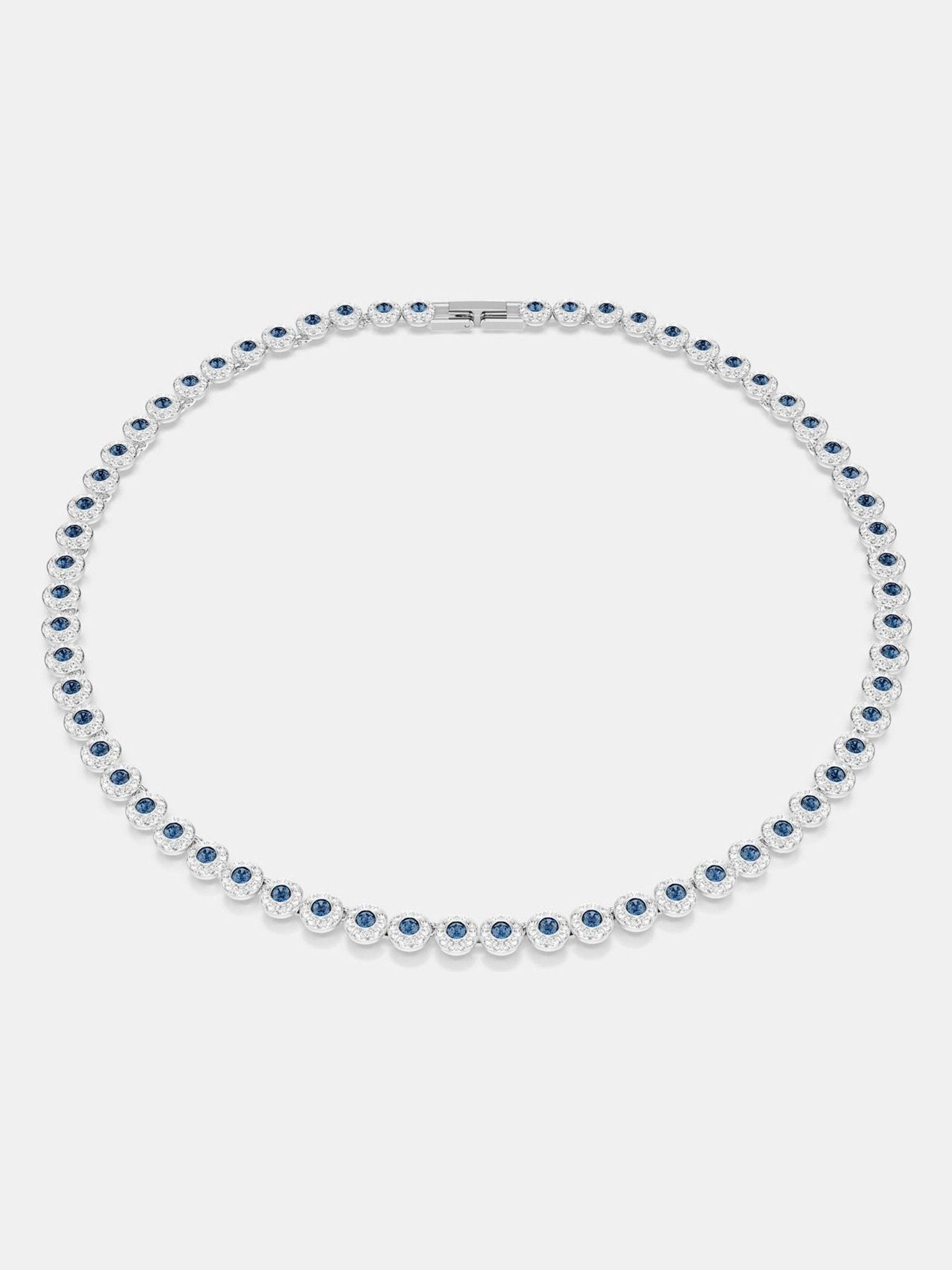 Swarovski Blue Rhodium Plated Round Cut Una Angelic Tennis Necklace