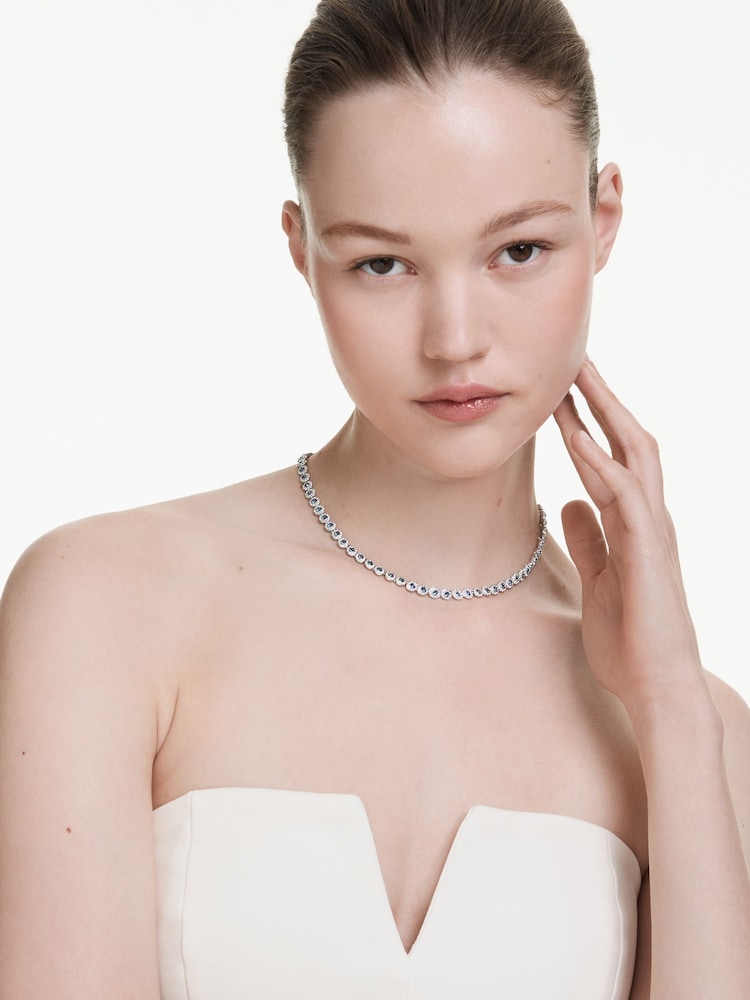 Swarovski Rhodium Plated Round Cut Una Angelic Tennis Necklace - Imagen 6 de 6