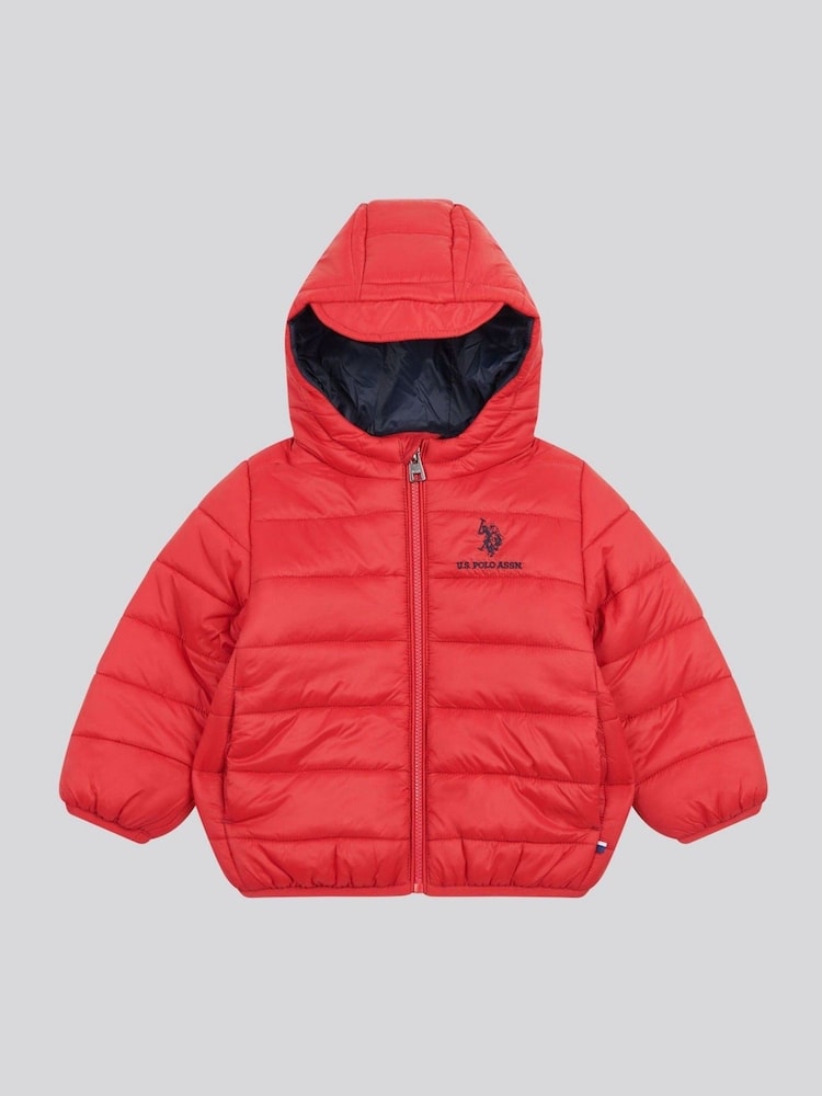 U.S. Polo Assn. Red Boys Hooded Quilted Jacket with Peak - Image 1 of 4 U.S. Polo Assn. Red Boys Hooded Quilted Jacket with Peak - Image 1 of 4