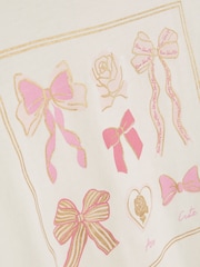 River Island Cream Girls Rose Bow Box T-Shirt Set - Image 3 of 3