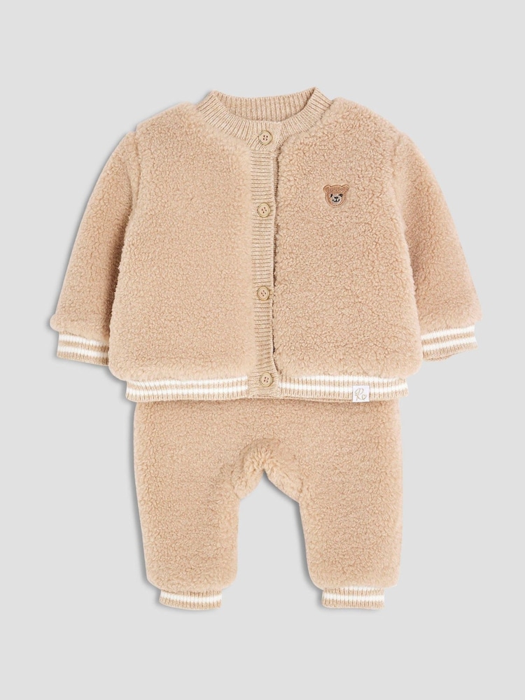 River Island Brown Baby Boys Borg Jacket Set - Image 1 of 5