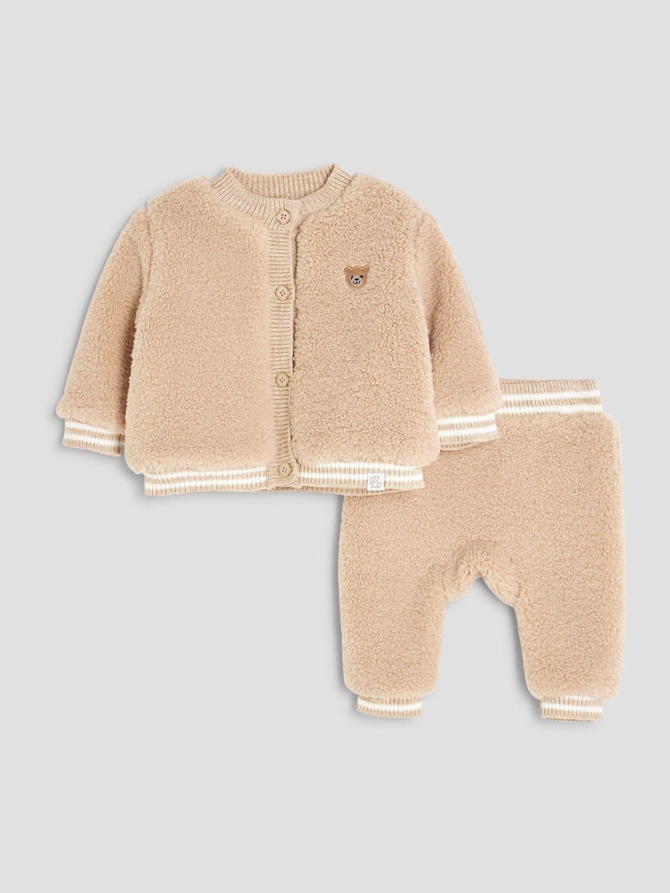 River Island Brown Baby Boys Borg Jacket Set - Image 2 of 5