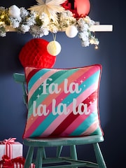 Fusion Multi Merry Christmas Deer Festive Velvet Filled Cushion - Image 1 of 4