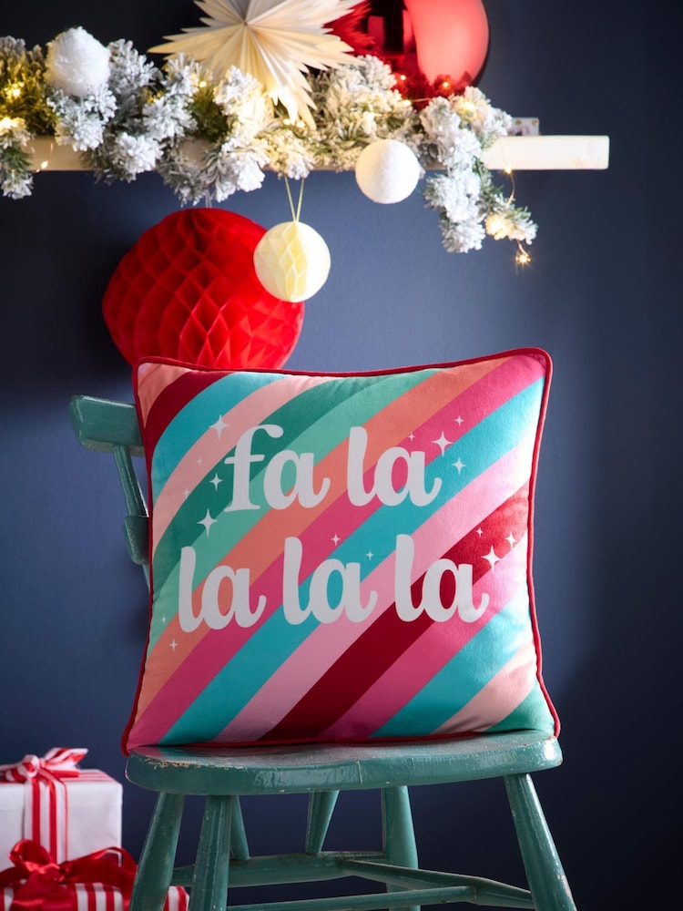 Fusion Multi Merry Christmas Deer Festive Velvet Filled Cushion - Image 1 of 4
