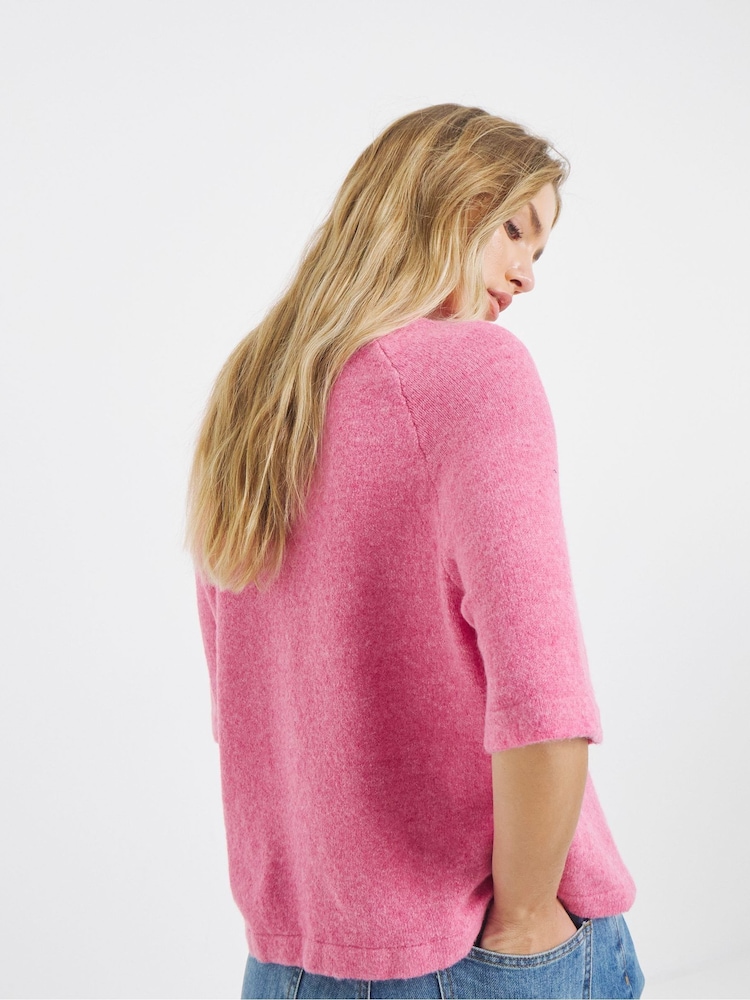 Simply Be Pink Cherry Short Sleeve Jumper - Image 2 of 4 Simply Be Pink Cherry Short Sleeve Jumper - Image 2 of 4